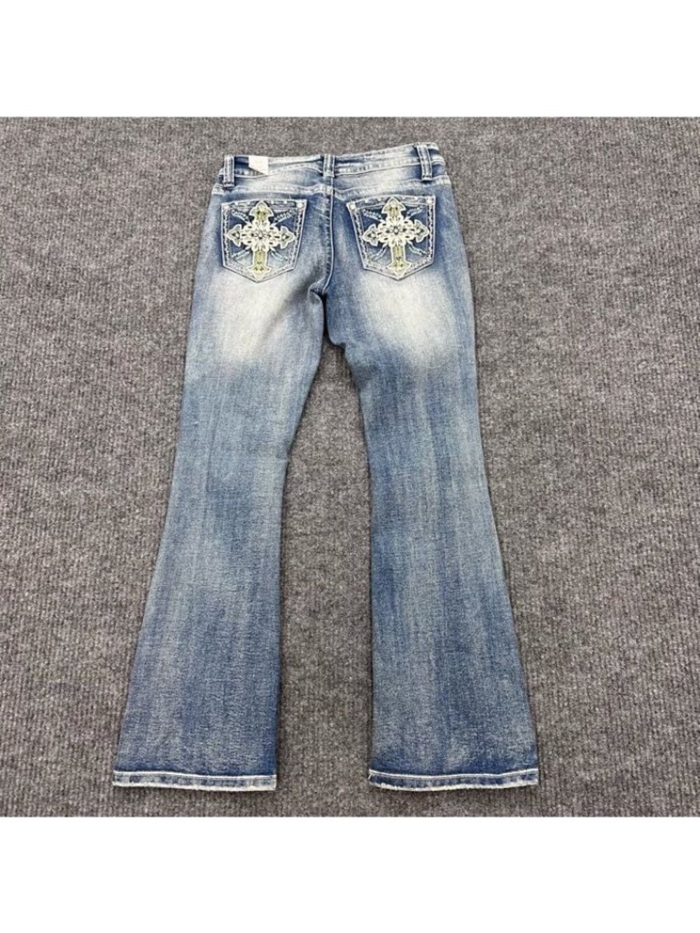 Fire & Rain Boot Cut Cross Embroidery Jeans Low Rise Y2K Retro Womens Size 7 NEW
